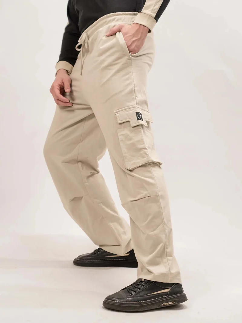 Maniac  Maniac Mens Solid Biscuit Cotton Fabric Cargo for Men | Best Price UAE
